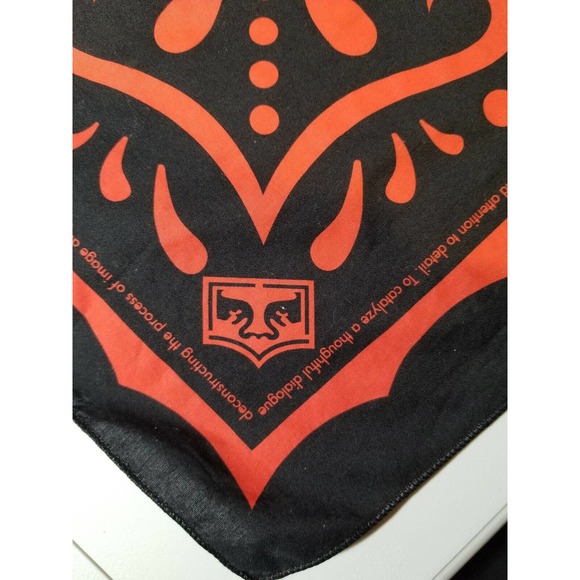 Shepard Fairey Red and Black Bandana Obey Giant Hard to Find Mandala Style - Picture 3 of 7